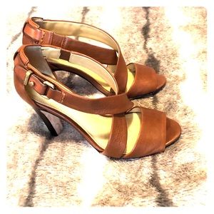 COACH Heels Brown Leather Brea Pebble Grain